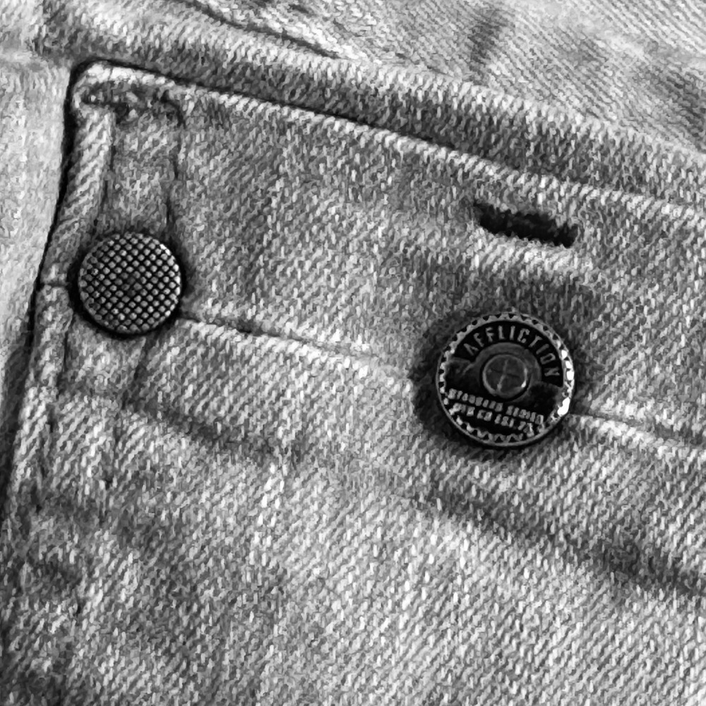 Affliction Jeans Men's 34 Long Gage Moto Stretch Charcoal Fade Motorcycle Style - Picture 10 of 16